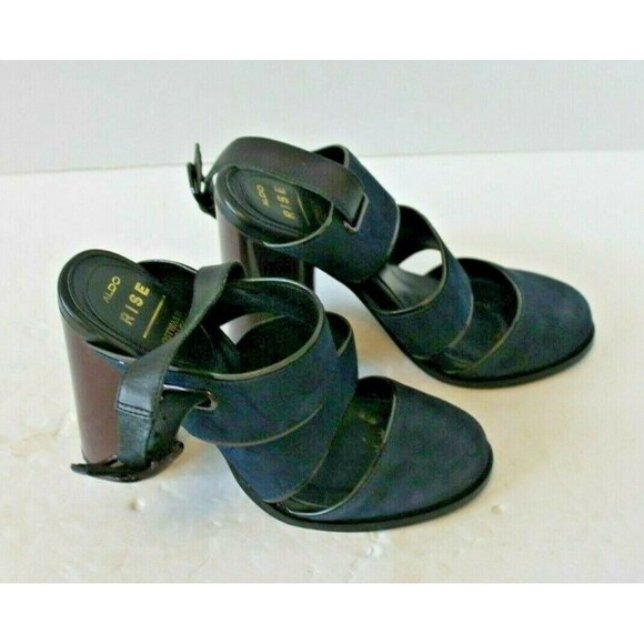 Aldo Rise Heels Ostwald Helgason Blue Suede Shoes Sz US 6 EU 37 UK 4 - Picture 4 of 10
